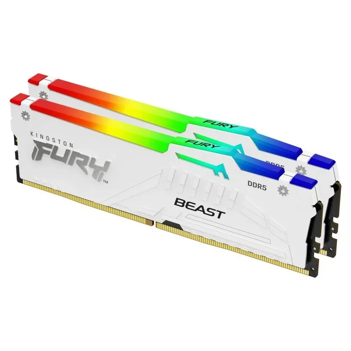Kingston FURY Beast Blanco RGB XMP 32GB 5200MT/s DDR5 CL40 DIMM Memoria gamer para Ordenadores de sobremesa Kit de 2 – KF552C40BWAK2-32