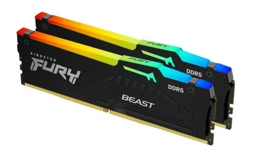 Kingston FURY Beast Negro RGB EXPO 64GB 6000MT/s DDR5 CL30 DIMM Memoria gamer para Ordenadores de sobremesa Kit de 2 – KF560C30BBEAK2-64