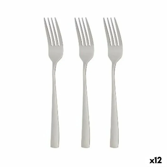 Kinvara Set de Tenedores Plateado Acero Inoxidable 2,5 x 21,3 x 0,3 cm (12 Unidades)