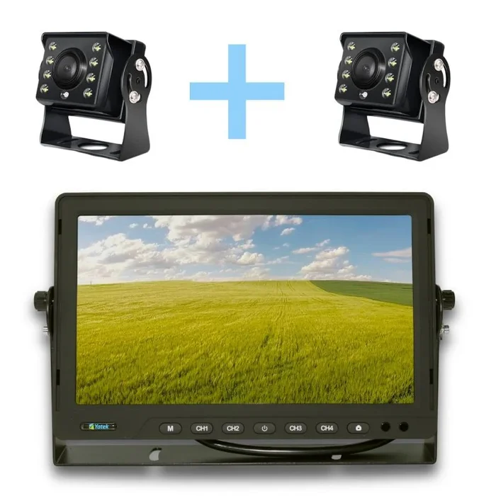 Kit de cámara de aparcamiento Yatek Pantalla AHD 10″ + 2 cámara 1080P 160 grados de visión trasera Yatek