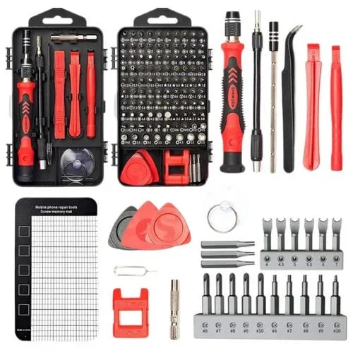 Kit de Destornilladores Magnéticos de Precisión 122 En 1 (Rojo)