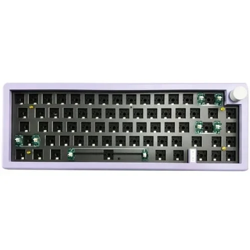Kit de Teclado Mecánico de 67 Teclas Tres Modos Personalizado con Perilla y Retroiluminación RGB de Conexión en Caliente (Púrpura)