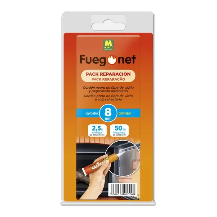 Kit reparacion: cordon aislante ø8+adhesivo 50ml 2,5m – fuegonet 231243 massó