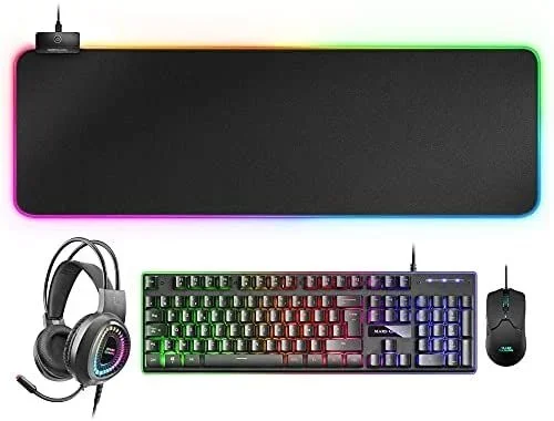 Kit teclado + mouse raton mars gaming mcpex + auriculares + alfombrilla frances