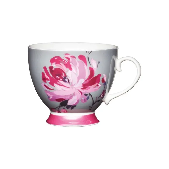 KitchenCraft China – Taza con patas (400 ml), diseño de flor rosa