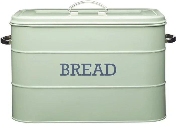 Kitchencraft Living Nostalgia tamaño grande Metal panera, 34 x 21,5 x 25 cm (13,5 «x 8.5» x 10 «), acero, Inglés Verde, 37,5 x 21,5 x 26 cm