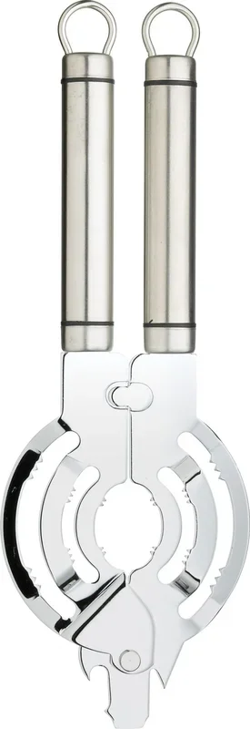 KitchenCraft Professional – Abridor de Tarros y Botes, Apto para la Mayoría de Tapas y Tapones de Rosca, Acero Inoxidable, Color Plata