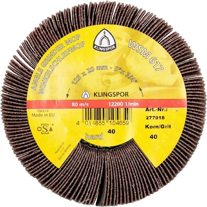 Klingspor 277019 Ruedas Abrasivas de Láminas, WSM 617, 125 x 20 mm, Grano 60