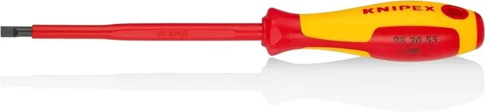 Knipex Destornillador (Slim) para tornillos planos bruñido, mango aislante en dos componentes, según norma VDE 232 mm 98 20 55 SL