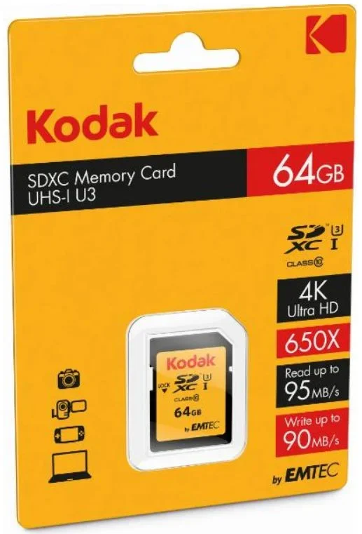 Kodak SDXC 64GB Class10 U3 UHS-I Clase 10