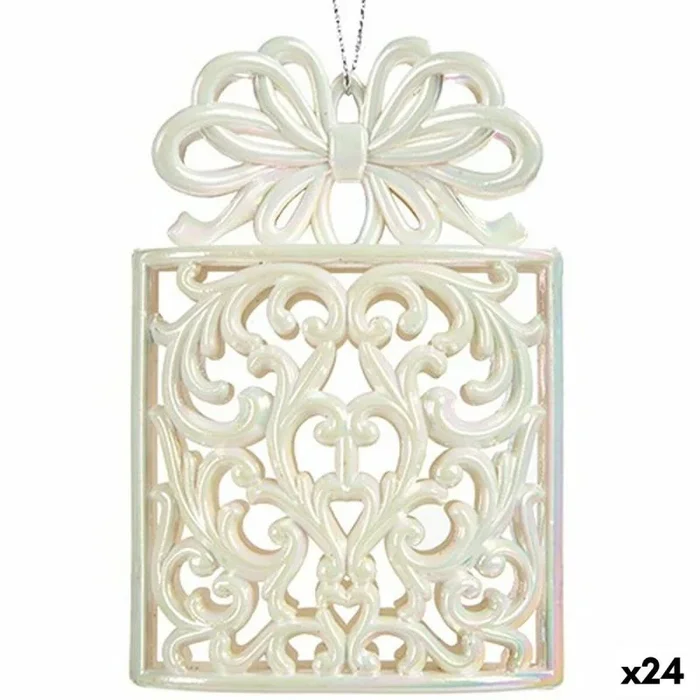 Krist+ Adorno Navideño Caja De Regalo Purpurina Nácar Plástico 7,4 x 11,5 x 4 cm (24 Unidades)