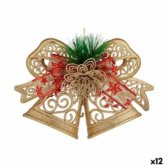 Krist+ Adorno Navideño Campanas Rojo Verde Dorado PVC 28 x 23 x 5 cm (12 Unidades)