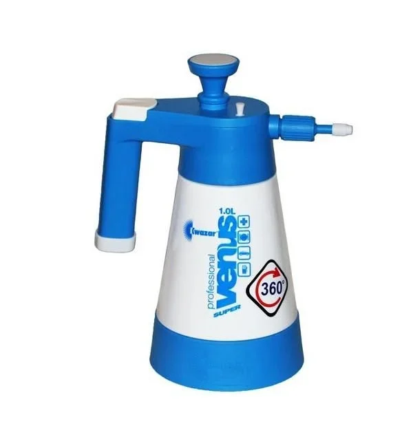 Kwazar, modelo WTV0190, Pulverizador a presión Venus Super Pro Plus, 1L, 360 grados, con junta Viton para uso profesional, color blanco/azul, ideal para aplicaciones de pesticidas y fertilizantes