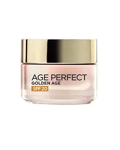 L’Oréal Paris Age Perfect Golden Age Crema de Día Fortificante con Protección Solar SPF 20, Antiflacidez y Luminosidad, Pieles Maduras y Apagadas, 50 ml