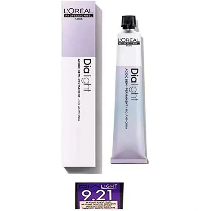 L’Oréal Professionnel DiaLight 9.21 Coloración Rubio Muy Claro Irisado Ceniza Sin Amoniaco, 50ml