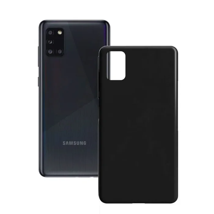 La funda silk para galaxy a31 de color negro tiene una estructura flexible y tacto suave. mantiene el smartphone libre de huellas dactilares y ralladuras accidentales.