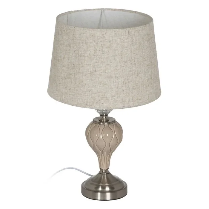 Lámpara de mesa diamante con pantalla de cerámica y metal plateada de Ø 30×48 cm