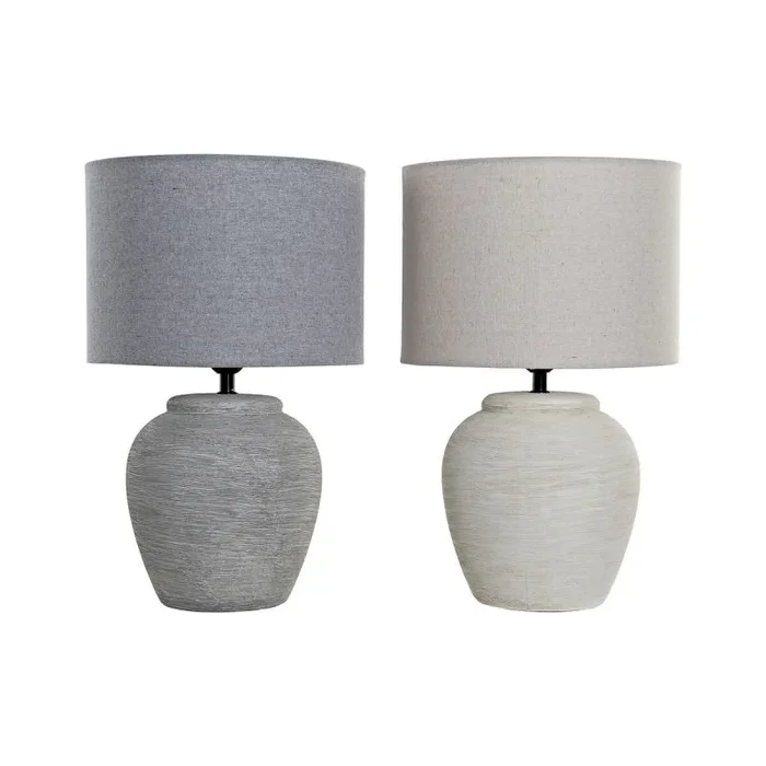 Lámpara de mesa dkd home decor gris crema porcelana 50 w 220 v 28 x 28 x 44 cm (2 unidades)