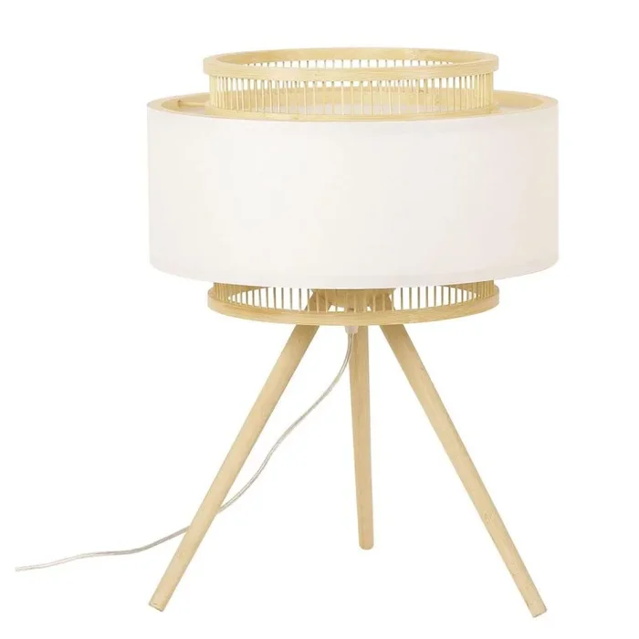 Lámpara de mesa dkd home decor marrón poliéster blanco bambú (36 x 36 x 48 cm)