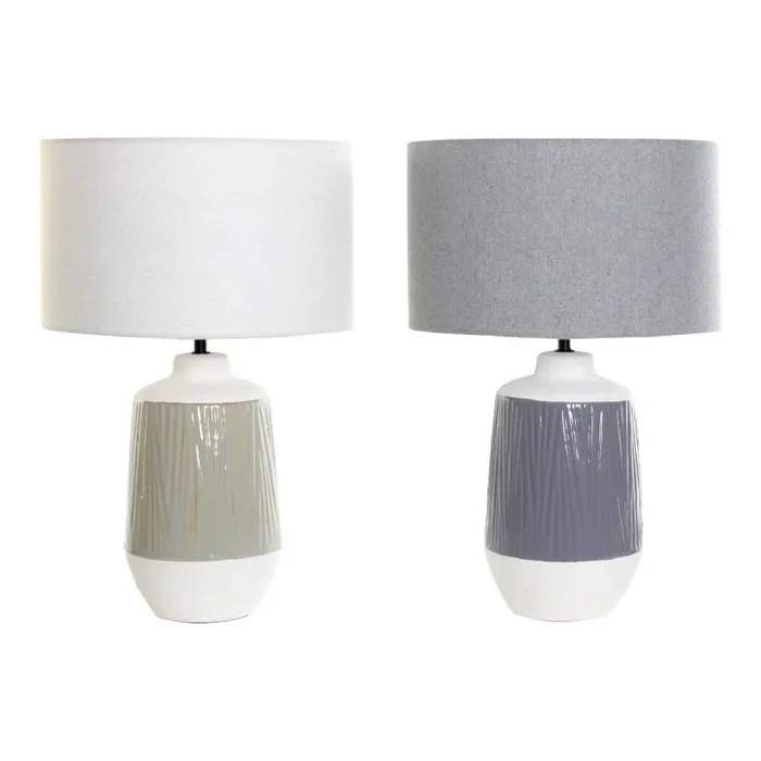 Lámpara de mesa dkd home decor poliéster porcelana 220 v 40 w (2 pcs) (35 x 35 x 53 cm)