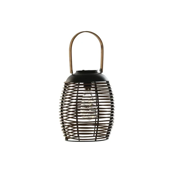 Lámpara solar dkd home decor marrón negro bambú ratán 22 x 22 x 39 cm