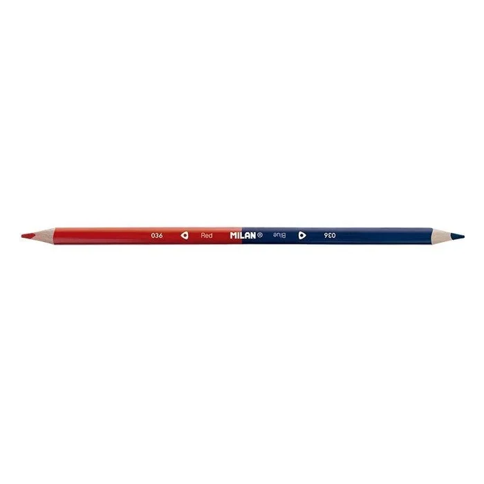 Lápices triangulares bicolor milan 0702312/ 2.9mm/ 12 unidades/ azul y rojo