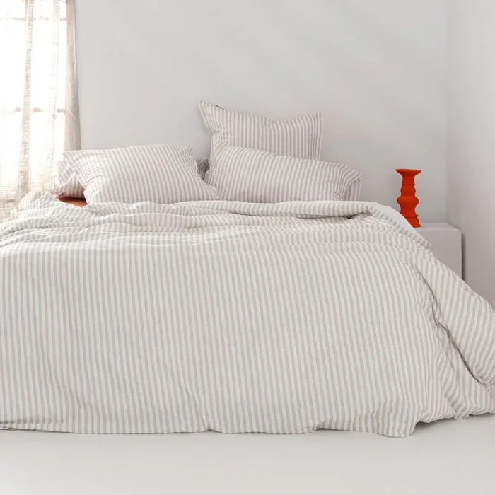 Layering Funda nórdica Beige Beige, 200×200 cm (Cama 120), 100% Algodón, Calidad de 150