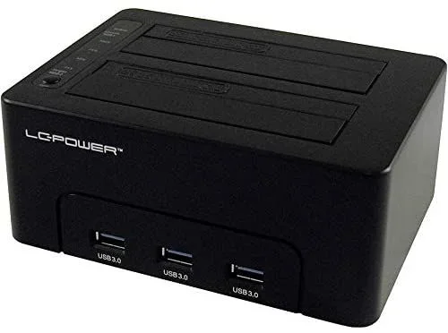 LC-Power LC-DOCK-U3-HUB base de conexión para disco duro USB 3.0 (3.1 Gen 1) Type-B Negro – Bases de conexión para discos duros (Unidad de disco duro, SSD, SATA, Serial ATA II, Serial ATA III, 2.5,3.5″, USB 3.0 (3.1 Gen 1) Type-B, 5 Gbit/s, Negro)