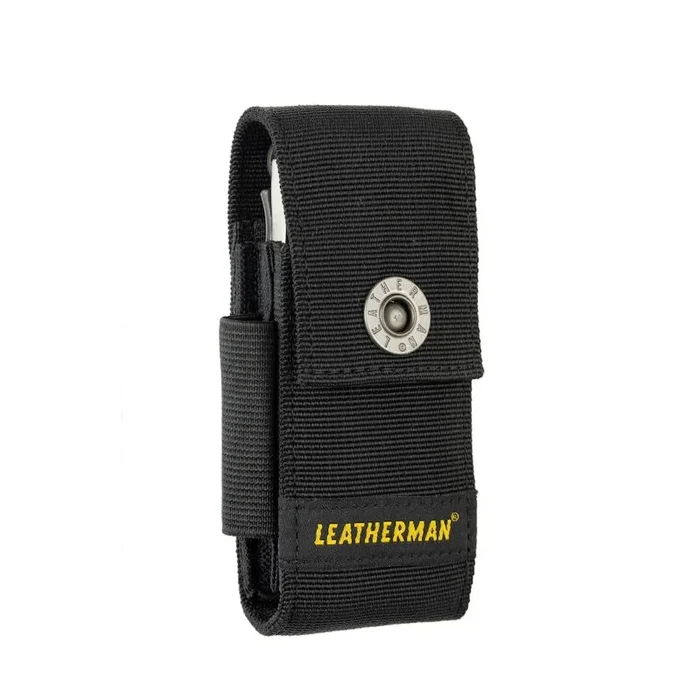 LEATHERMAN Funda de nailon con bolsillos M, resistente y duradera, con costuras reforzadas y broche metálico, compatible con cinturón, ideal para accesorios.