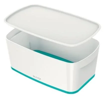 Leitz caja almacenamiento mybox wow pequeña c/tapa 318x128x191mm turquesa/blanco