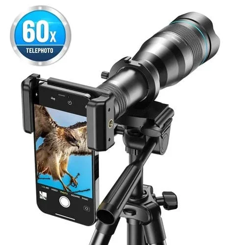 Lente de Telescopio Apexel 60X para Teléfono Inteligente con Trípode Extensible