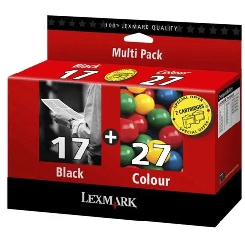 Lexmark Combo-Pack No.17/27 Black/Color Moderate Use Print Cartridges BLISTER cartucho de tinta Original Negro, Cian, Magenta, Amarillo
