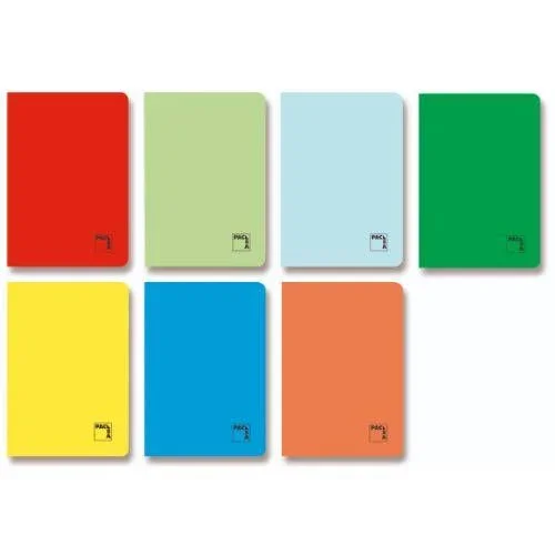 Libreta gofrada tapa cartulina 70 grs. a-5+ 48 hojas cuadrícula 4×4 con margen surtido pacsa