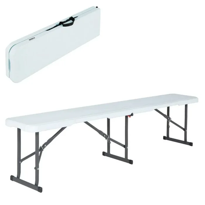 Life Time 80305 Banco Plegable Ultrarresistente 454 kg, UV100, Blanco, 183 x 29 x 42 cm