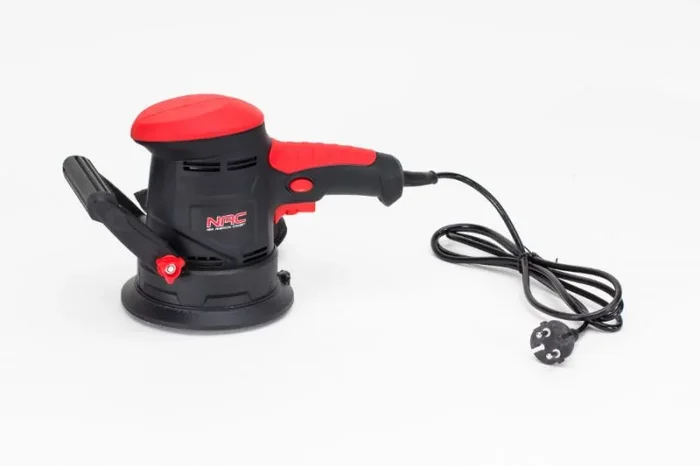 Lijadora excéntrica, NAC, modelo OS45-125-GN, trabajos de pulido y acabado, 125 mm, 450W, control de velocidad, extracción de polvo, cierre de velcro, uso profesional