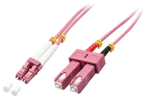 Lindy 46363 cable de fibra optica 5 m LC SC OM4 Rosa