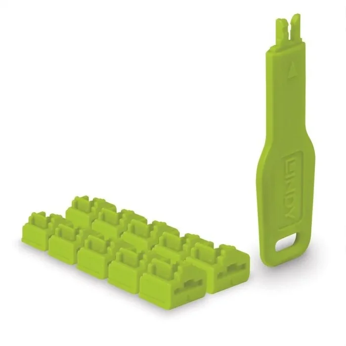 LINDY – Cerrojo RJ45 (10 Piezas) con Llave, Color Verde