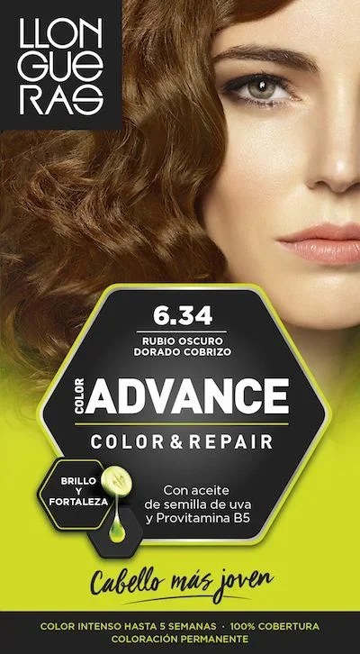 Llongueras Color Advance 6.34 Rubio Oscuro Dorado Cobrizo