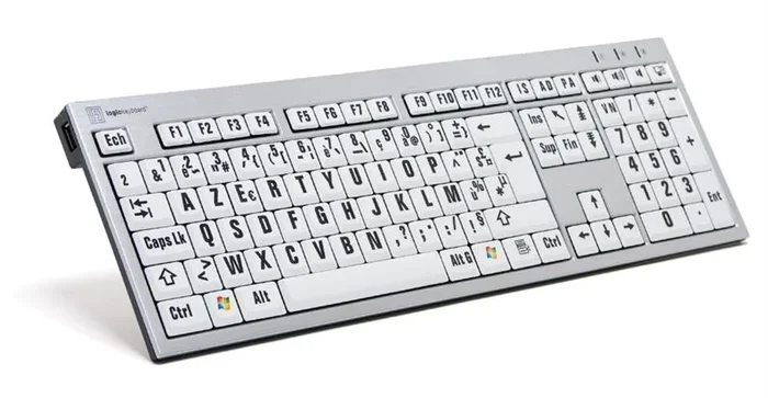 Logickeyboard LargePrint teclado Universal USB ĄŽERTY Francés Blanco
