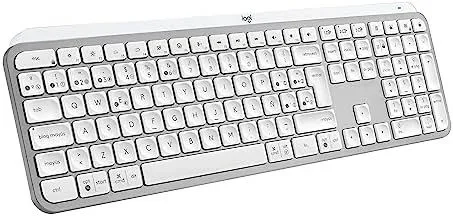 Logitech MX Keys S teclado RF Wireless + Bluetooth QWERTY Español Aluminio, Blanco