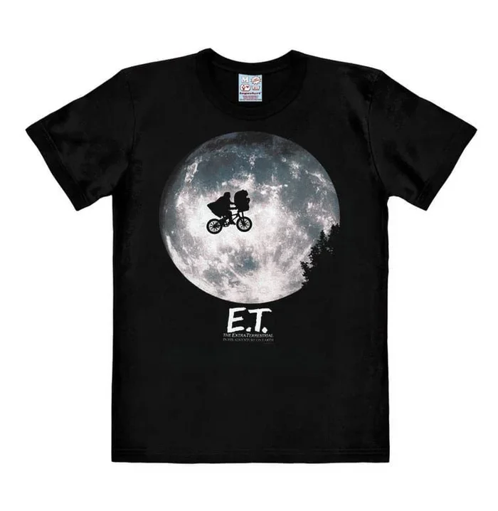 Logoshirt® E.T. I Luna I Camiseta Print I Mujer y Hombre I Manga Corta I Negro | Diseño Original con Licencia I Talla S
