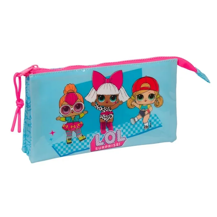 LOL SURPRISE! DIVAS – Portatodo Triple, Estuche Infantil, Estuche Niño, Ideal para Niños en Edad Escolar, Cómodo y Versátil, Calidad y Resistencia, 22x3x12 cm, Color Azul