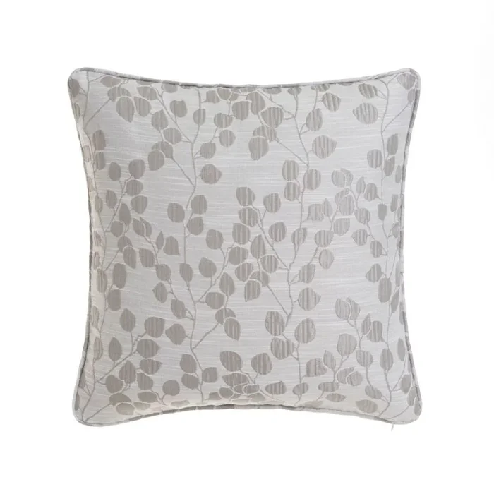 LOLAhome Cojín de Ramas Gris Claro de Tela Jacquard de 45×45 cm con Relleno