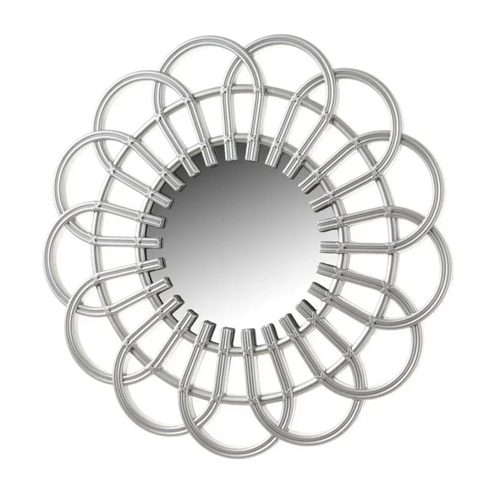 LOLAhome Espejo Flor Plateado de plástico de Ø 47 cm