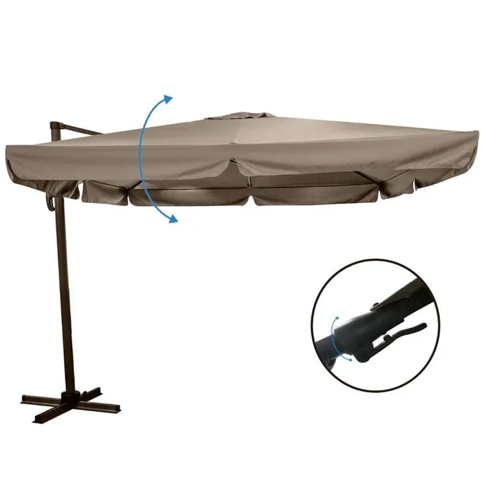 LOLAhome Sombrilla Tiber Taupé Aluminio 300 x 300 x 250 cm