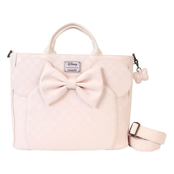 Loungefly Minnie Mouse – Mochila convertible con textura a cuadros y bolsa de mano