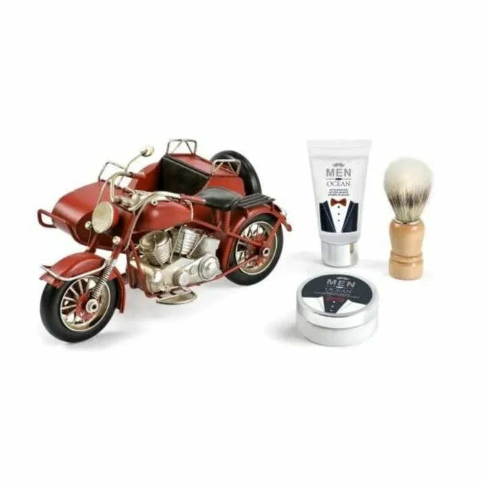 Lujoso juego de afeitado vintage para moto: loción para después del afeitado, jabón de afeitar, brocha de afeitar