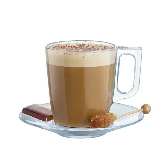 Luminarc Nuevo Set 6 Tazas Desayuno Mugs café de Vidrio para microondas 25cl, Negro