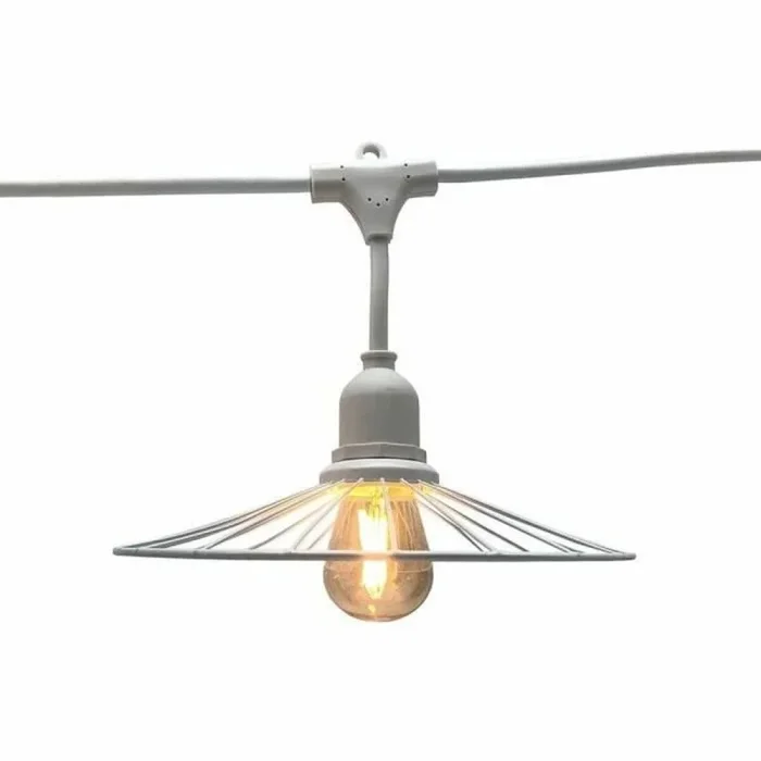 Lumisky Lumiskyguirnalda De Luces De Exterior Con Pantalla De Acero Efecto Jaula 10 Bombillas De Filamento Casquillo E27 Led Blanco Cálido Chic White Light 6M