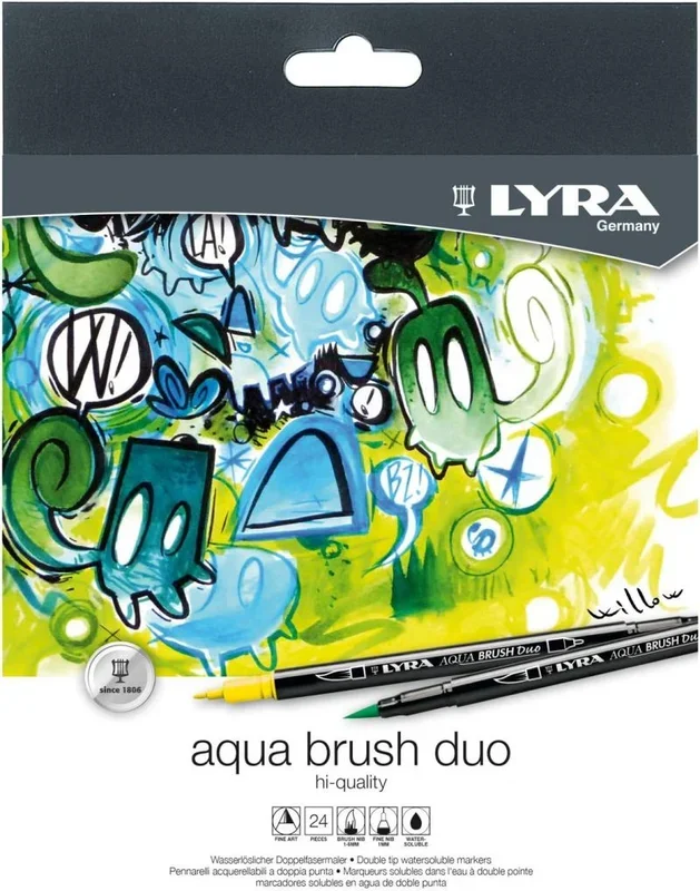 LYRA Aqua Brush Duo, Rotulador doble punta, estuche 24 unidades